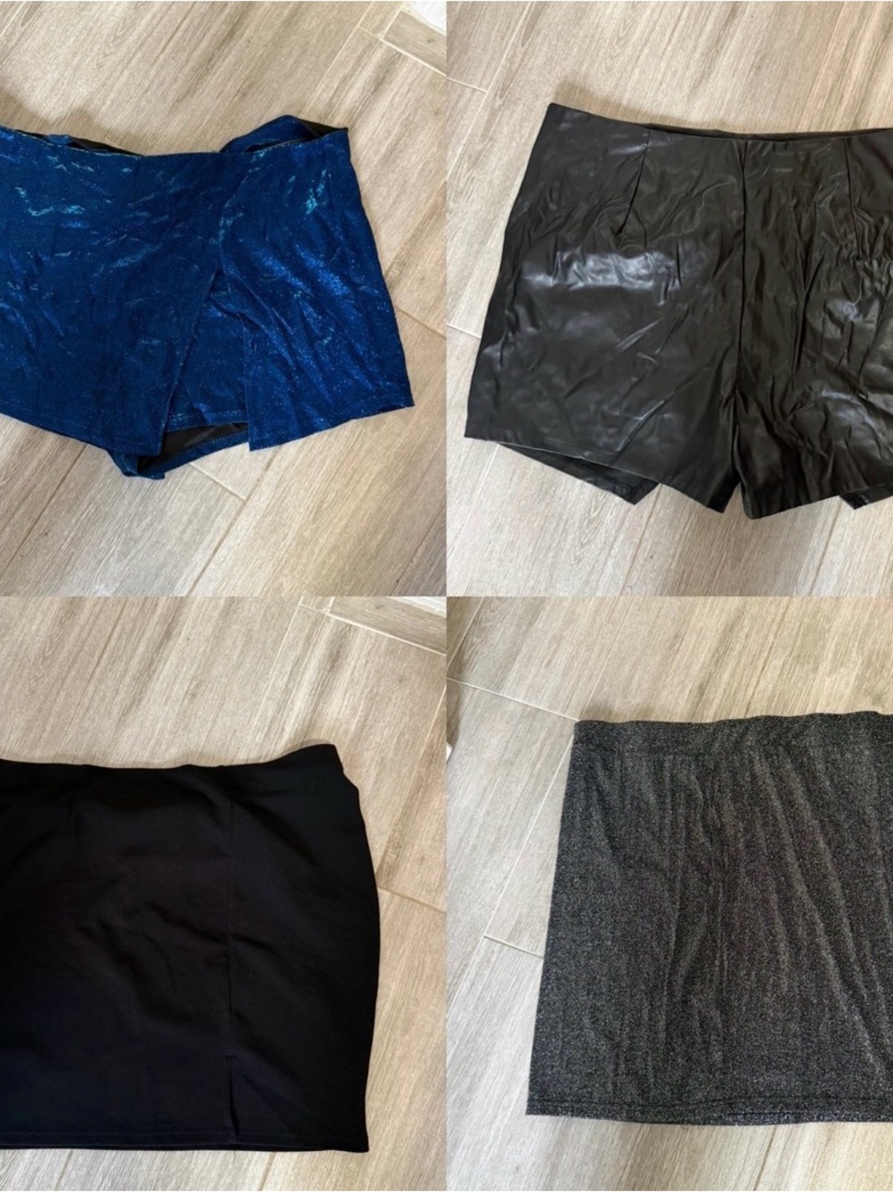 Mixed 4-Pack Women's Skirts & Shorts - Blue, Black, Charcoal Plus Size Summer